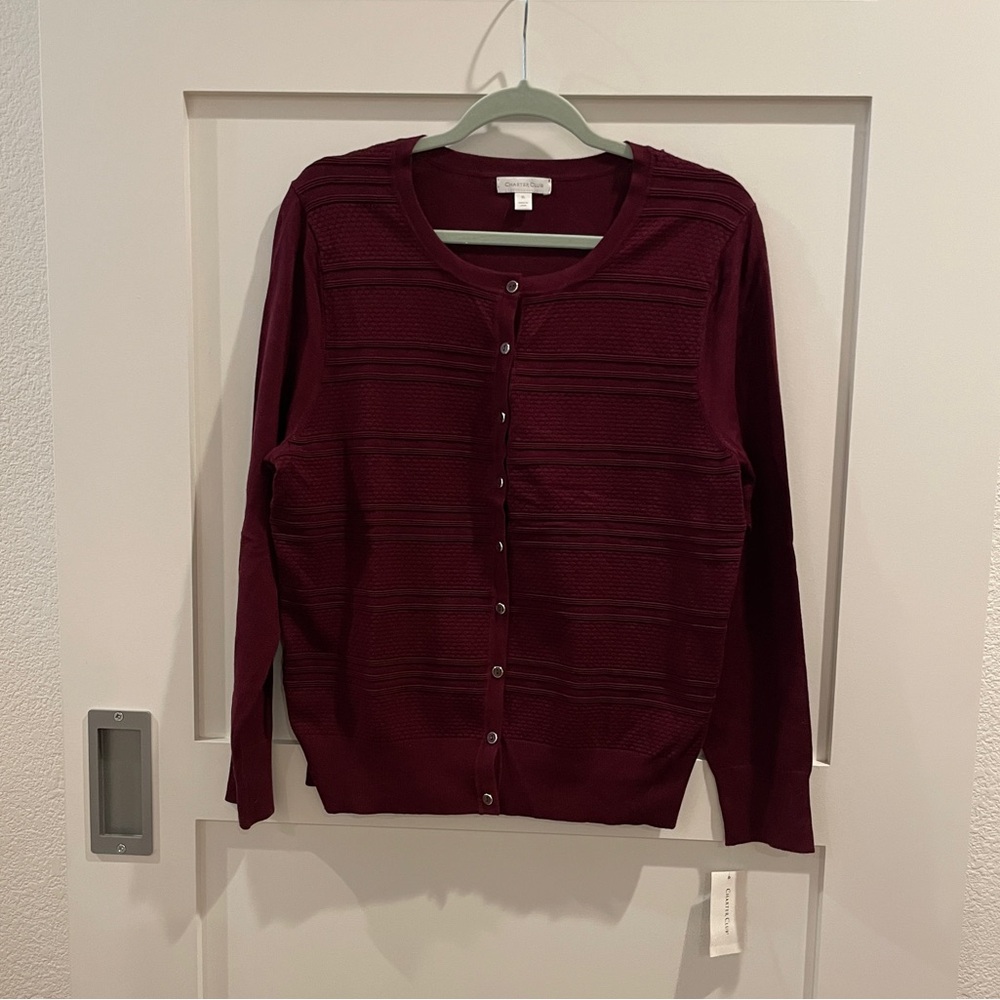 Charter Club Deep Burgundy Maroon XL Cardigan EUC